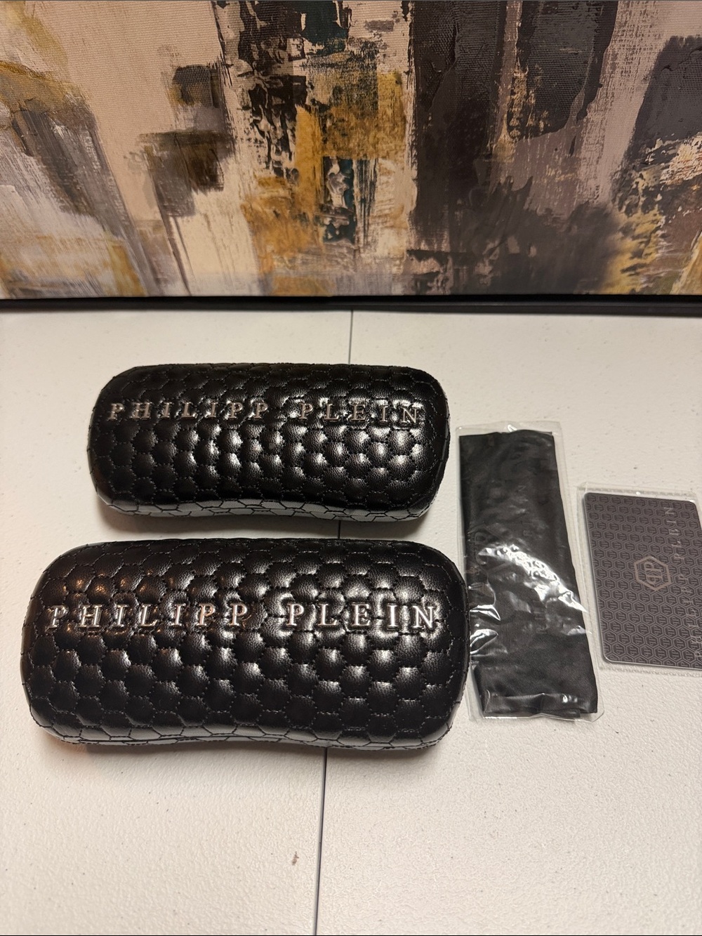 Philipp Plein Black Quilted Leather Sunglasses Cases Set